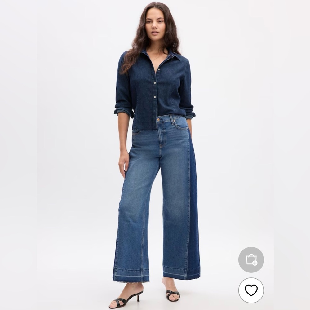 GAP Blue Two Tone High Waist Wide Leg Jeans